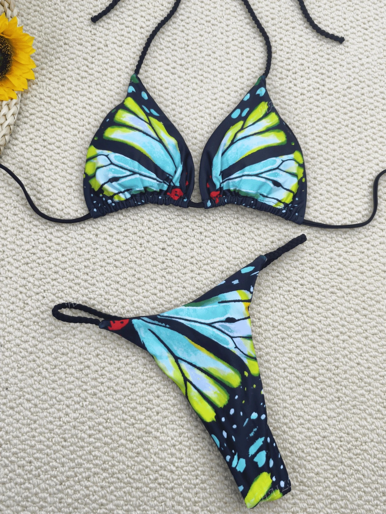 2025 New Rope Tie Bikini Set, Butterfly Decor Cut-Out Sexy Bikini Swimwear, Retro European-American Original Design | SHEIN