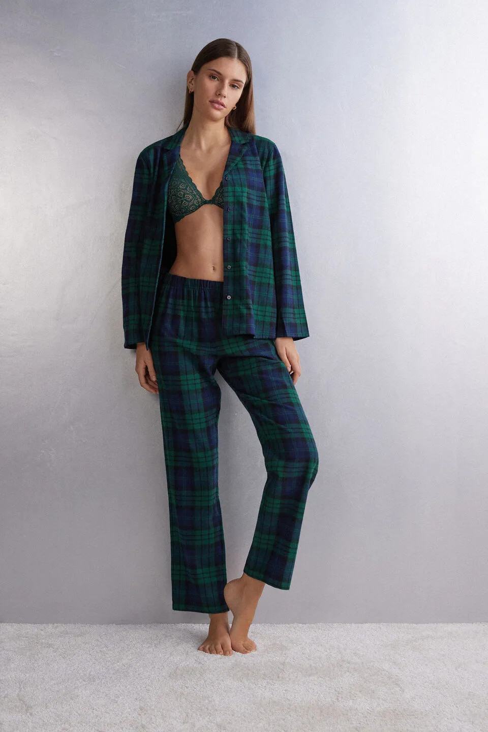 Pijama Comprido Xadrez Em Algodão - PLD932 - Intimissimi | Italian  lingerie | Intimissimi BR