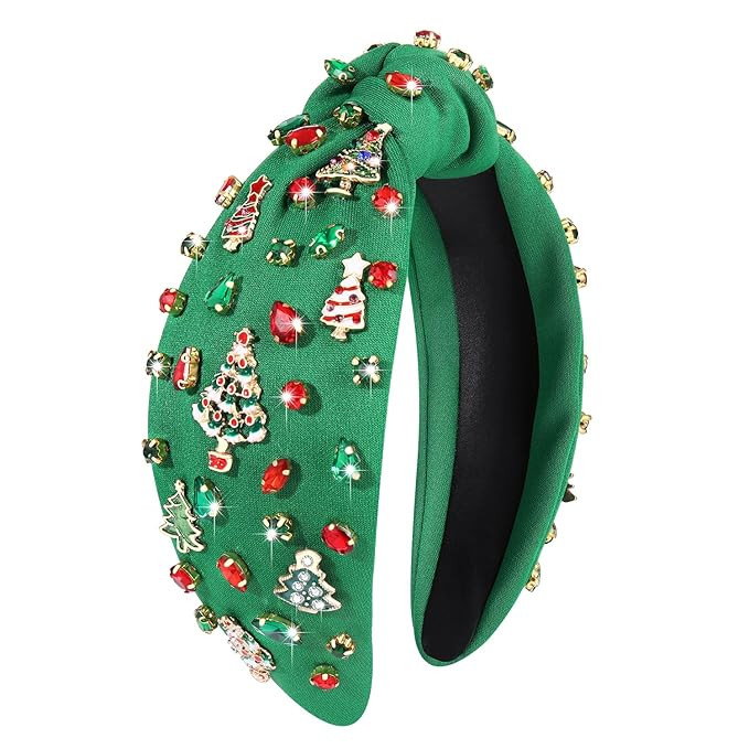 MOLOCH Christmas Headband for Women Christmas Tree Bow Snowflake Knotted Headband Jeweled Crystal... | Amazon (US)