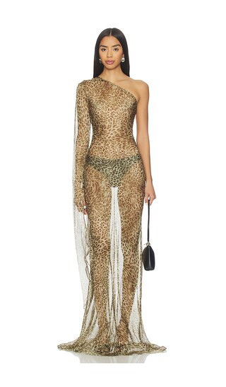 Cha The Label Leopard Print Maxi Dress in Brown. - size L | Revolve Clothing (Global)