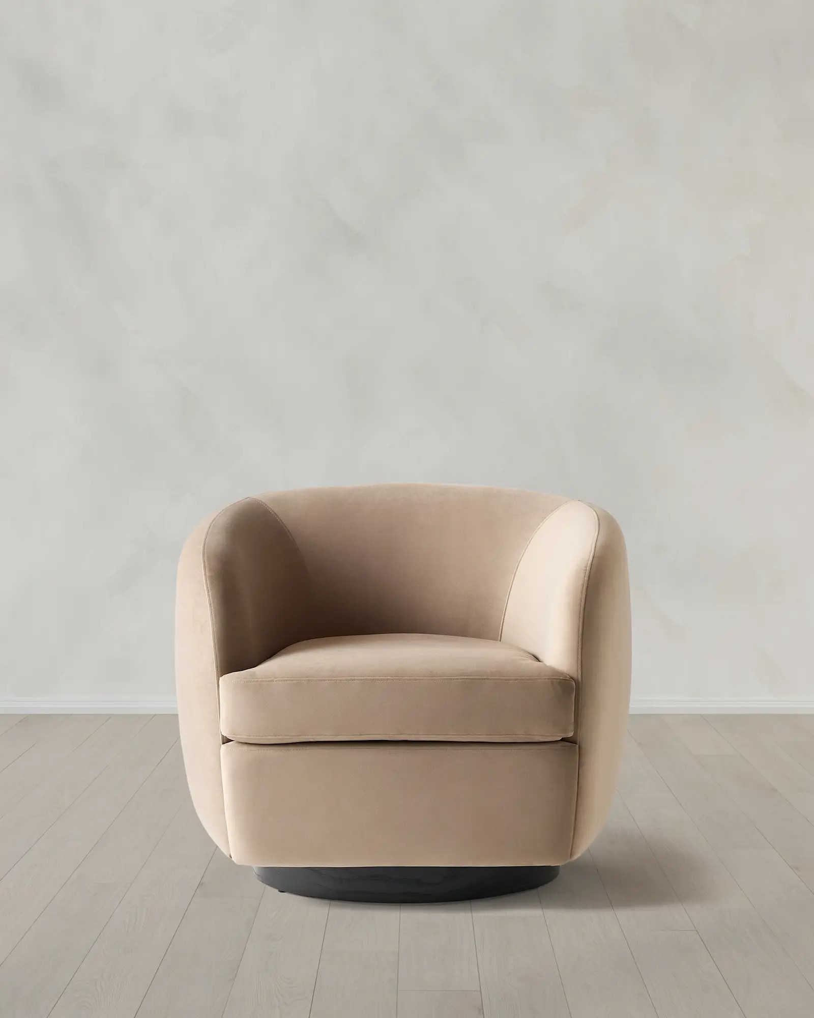 Performance Velvet Swivel Chair in Performance Velvet Taupe | Quince