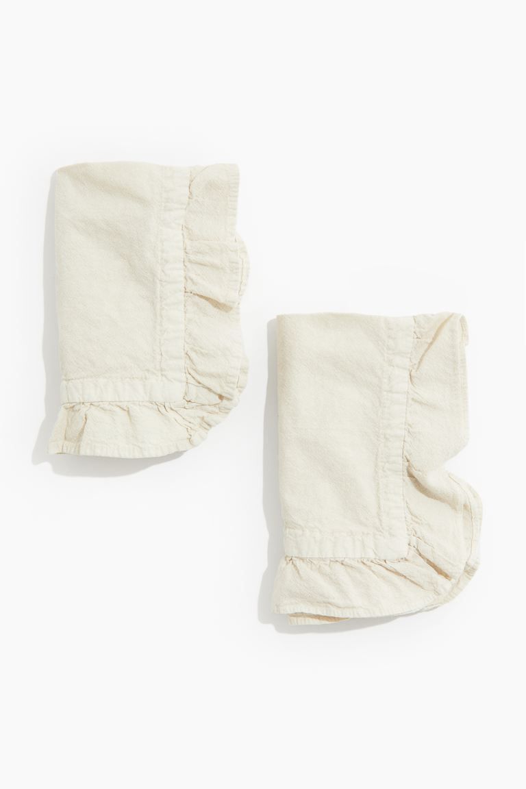 2-pack Ruffle-trimmed Napkins - Light beige - Home All | H&M US | H&M (US + CA)