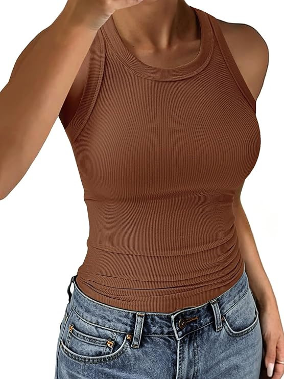 C.O.Z.Y Tank Tops for Women Ribbed Racerback Top Shirts High Neck Tank Casual Slim fit Basic Summ... | Amazon (US)