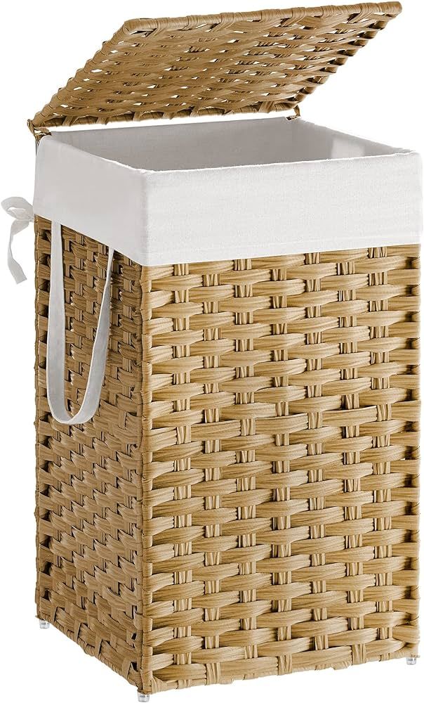 SONGMICS Laundry Hamper with Lid, 17.2 Gallon (65L) Synthetic Rattan Clothes Laundry Basket with ... | Amazon (US)