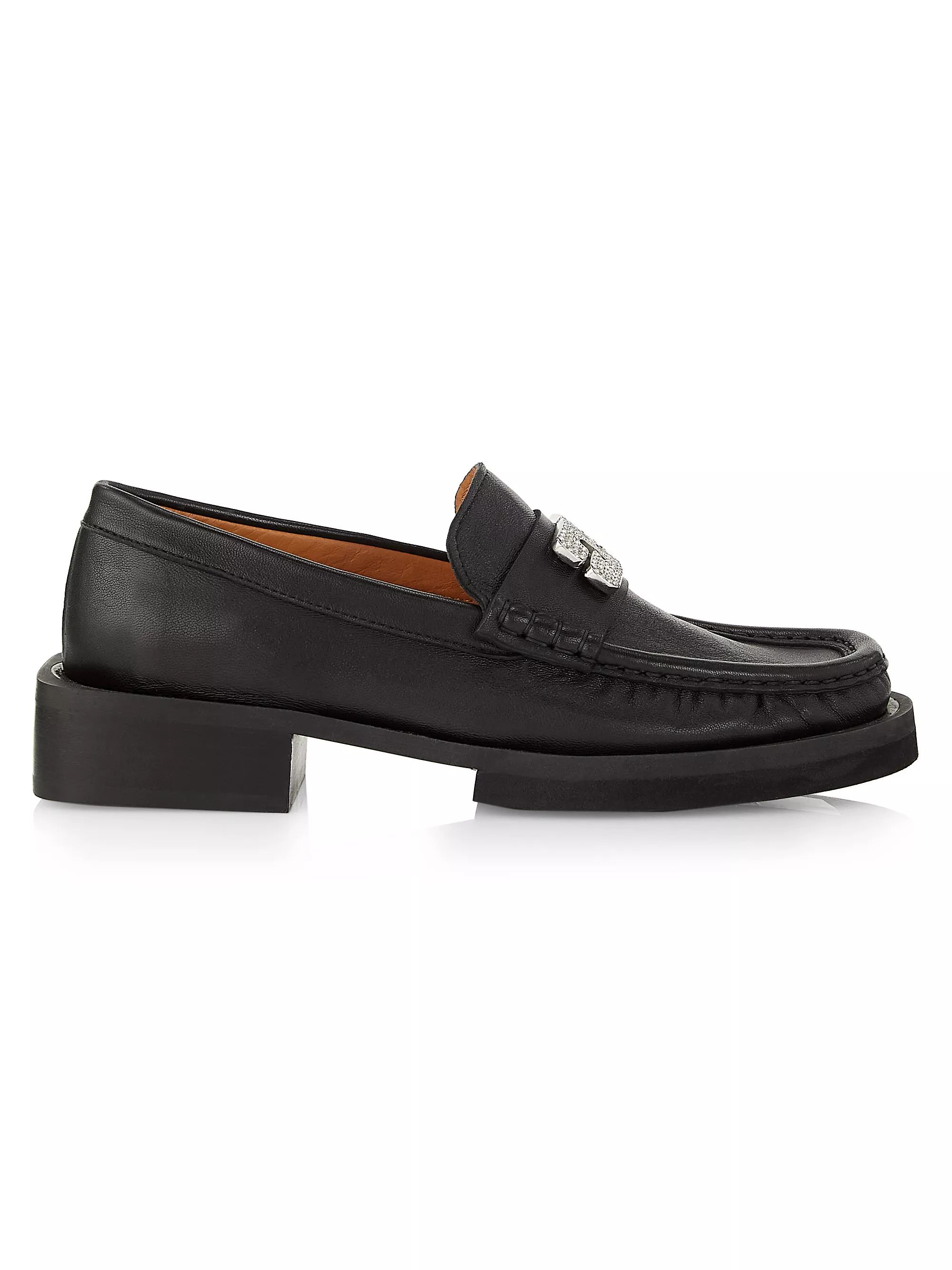 35MM Rhinestone-Embellished Leather Loafers | Saks Fifth Avenue