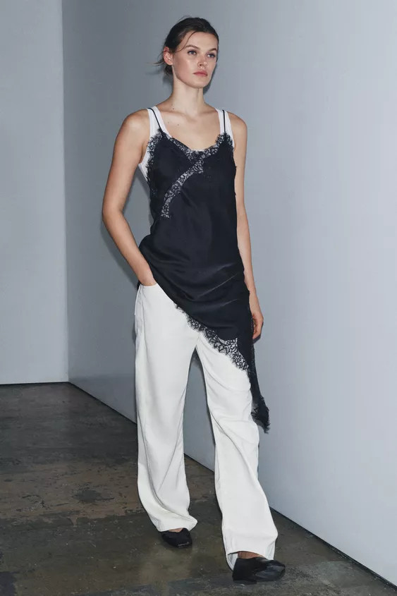 ZW COLLECTION ASYMMETRIC LACE DRESS | Zara US