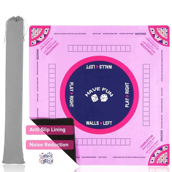 Yucurem 31.5"x31.5" Rubber Mahjong Mat, No-Slip Table Cover, with 4 Dices, Carry Bag, Mahjong Mat... | Walmart (US)