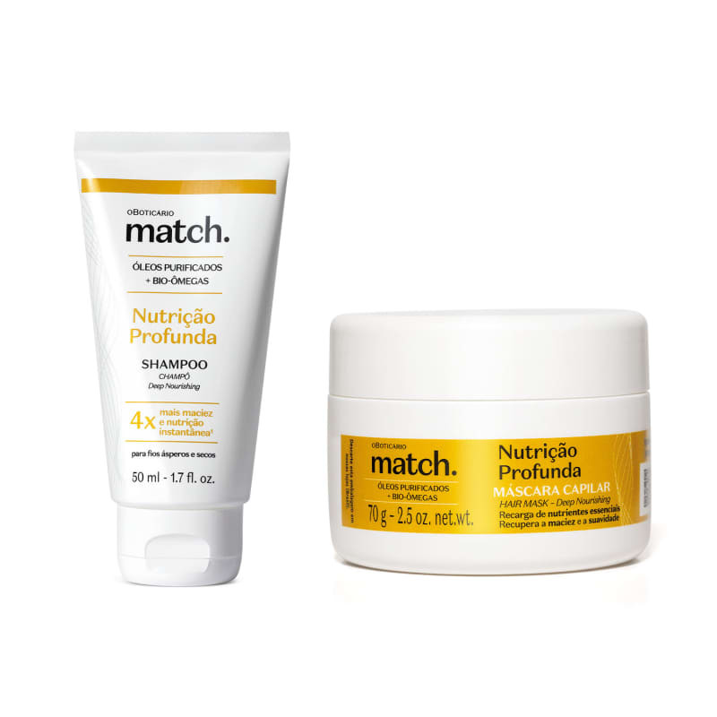 Combo Match Nutrição Profunda: Shampoo 50ml + Máscara Capilar 70g | oBoticario (BR)