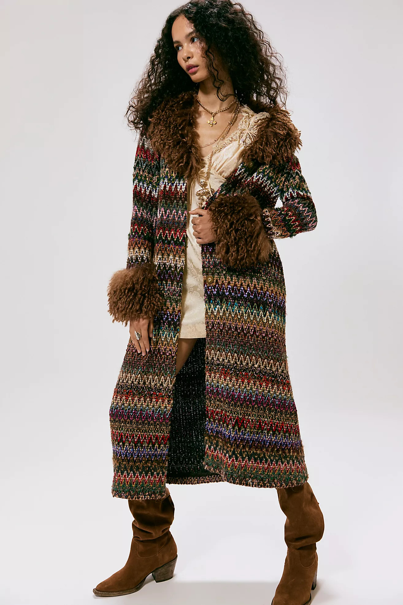 Anna Sui Faux Fur Trim Coat | Free People (Global - UK&FR Excluded)