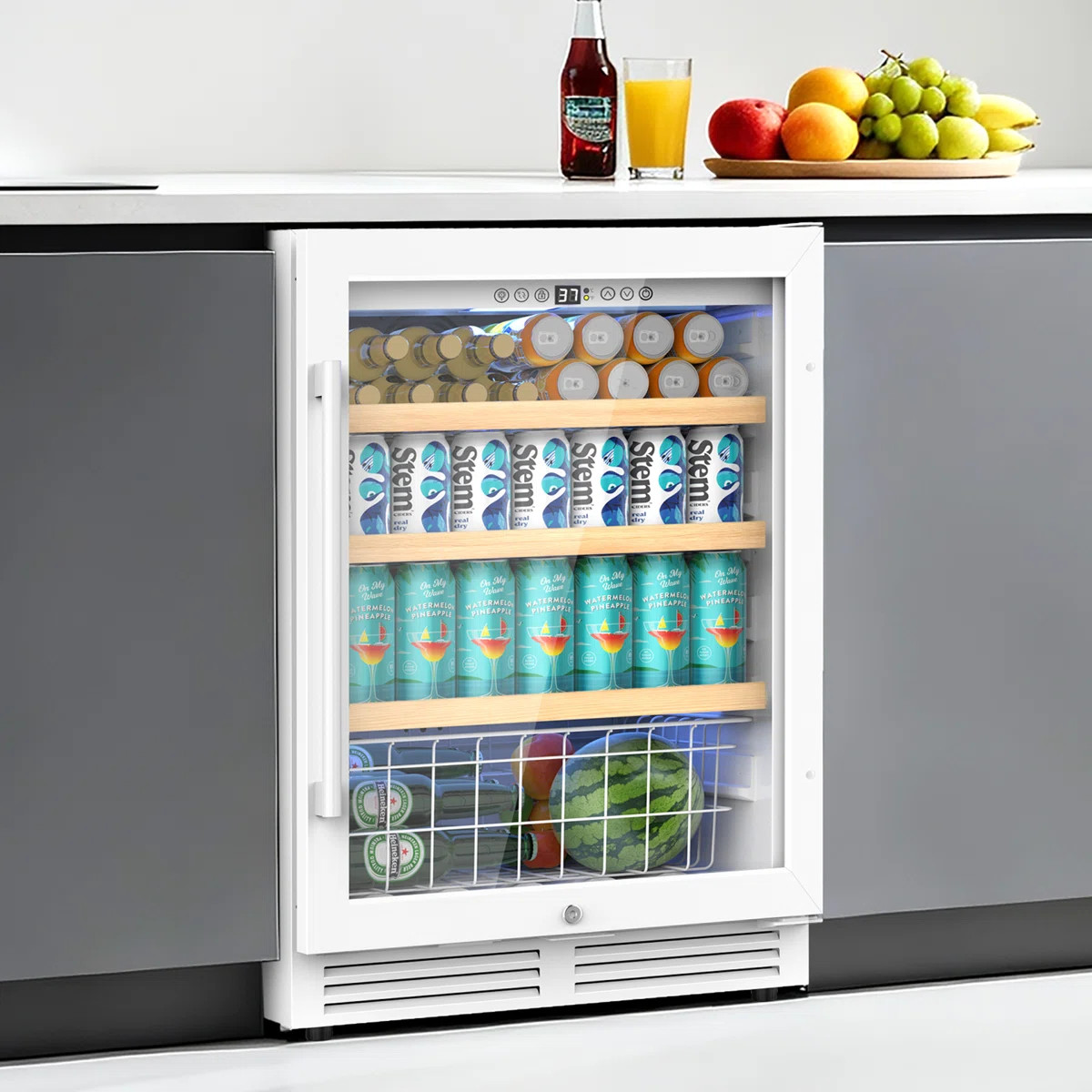 24″ Built-In Beverage Refrigerator, 220 Can Beer & Soda Cooler, Freestanding Drink Fridge with ... | Wayfair North America