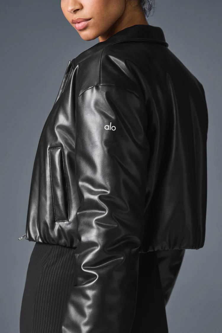 Faux Leather Cropped Premier Bomber | Alo Yoga (US)