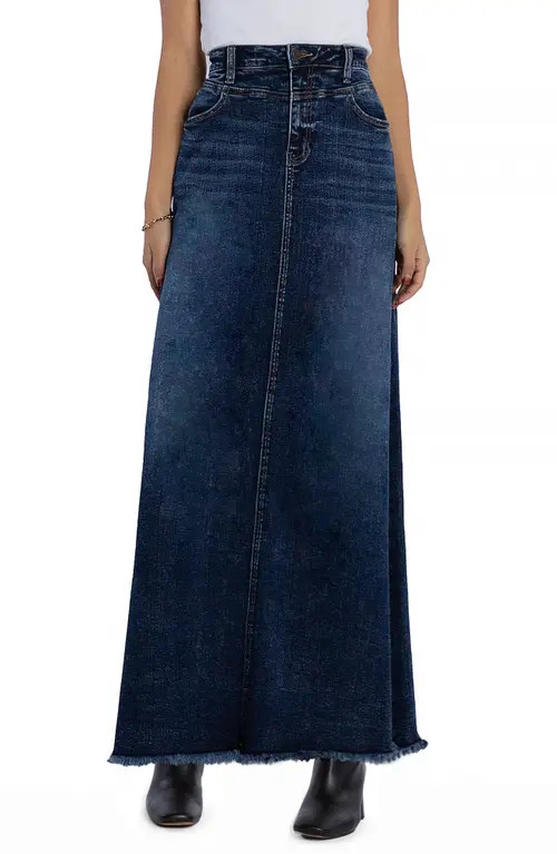 Wash Lab Denim The Lowdown Denim Maxi Skirt in Gravity Blue at Nordstrom, Size 31 | Nordstrom