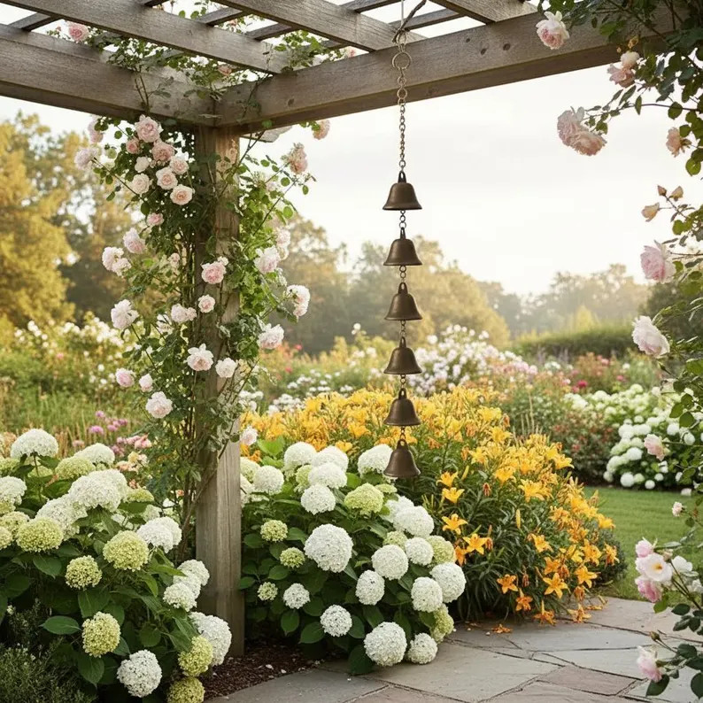 Vintage Bell Wind Chime, Rustic Hanging Garden Patio Decor | Etsy (US)