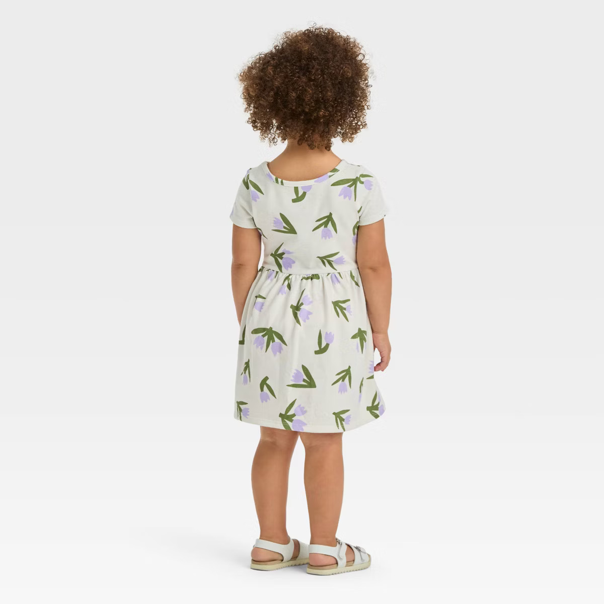 Toddler Girls' Floral Short Sleeve Dress - Cat & Jack™ Cream | Target
