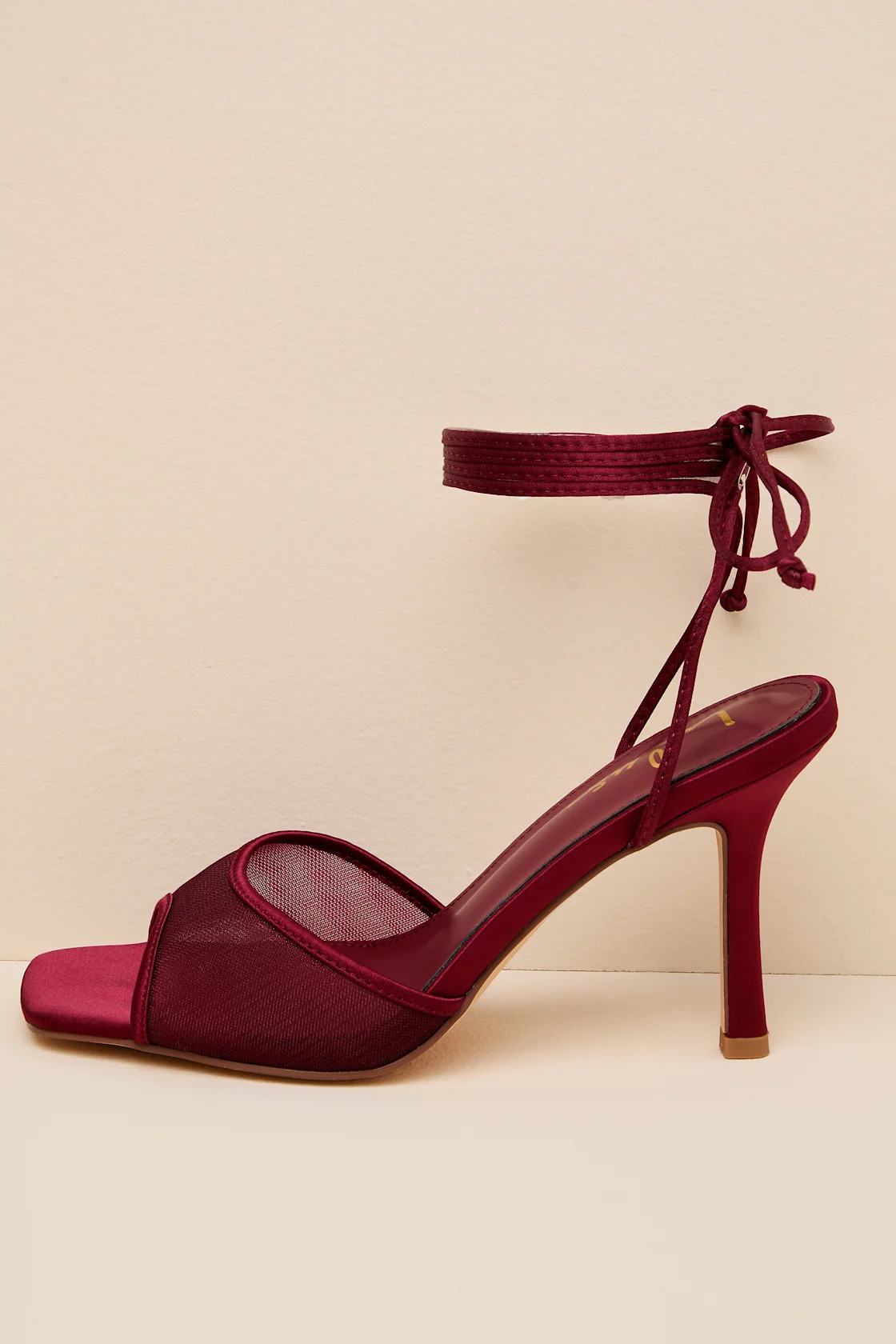 Harlan Burgundy Mesh Lace-Up High Heel Sandals | Lulus