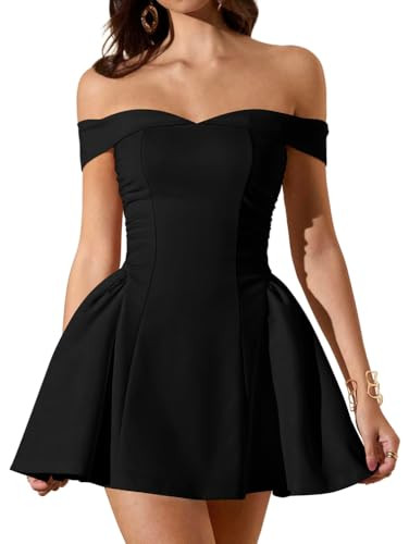 LAGSHIAN Women's Summer Classy Formal Sleeveless Off Shoulder A-line Cocktail Party Mini Dress | Amazon (US)