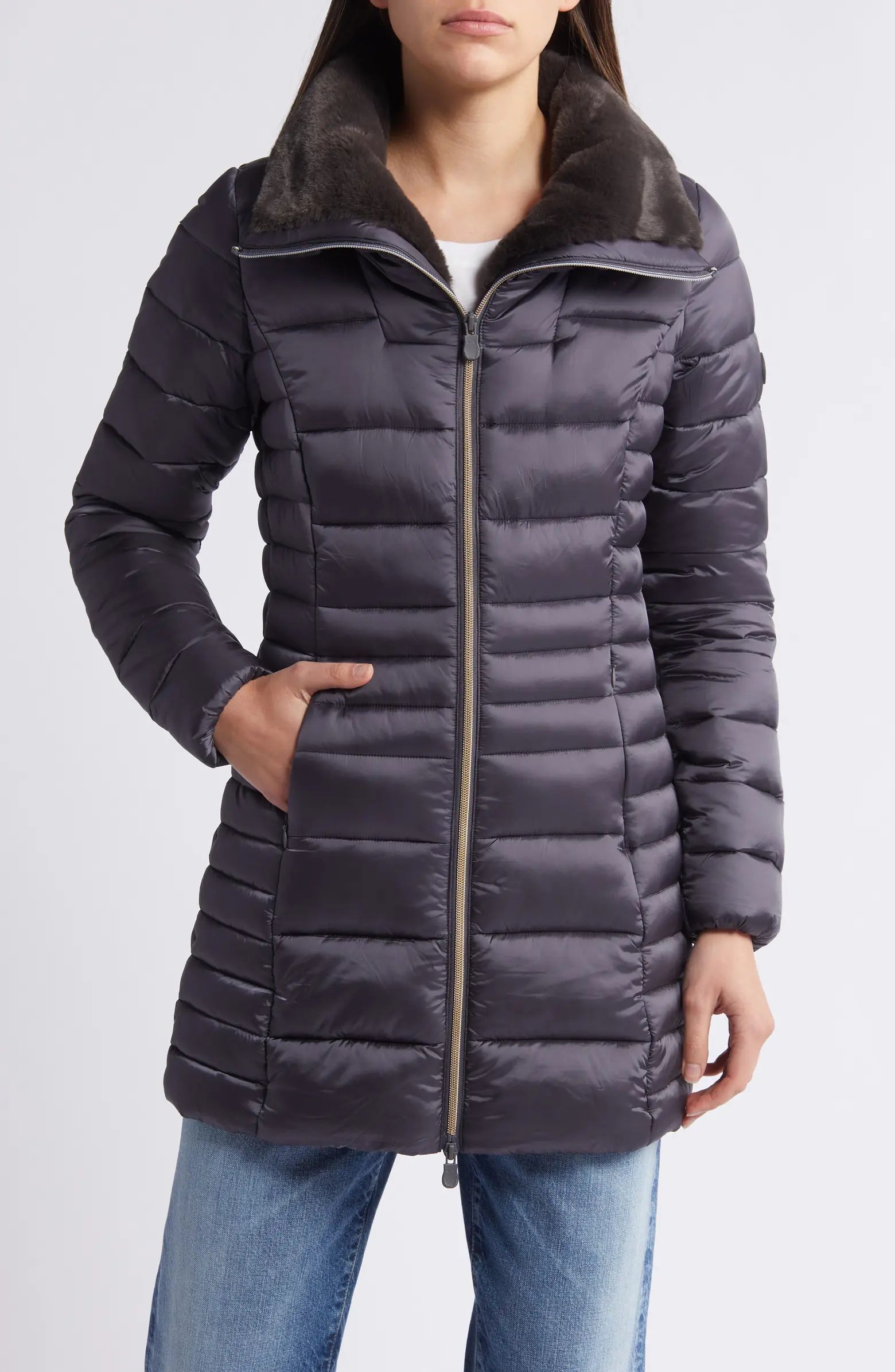 Save The Duck Caroline Water Resistant Coat with Faux Fur Lining | Nordstrom | Nordstrom