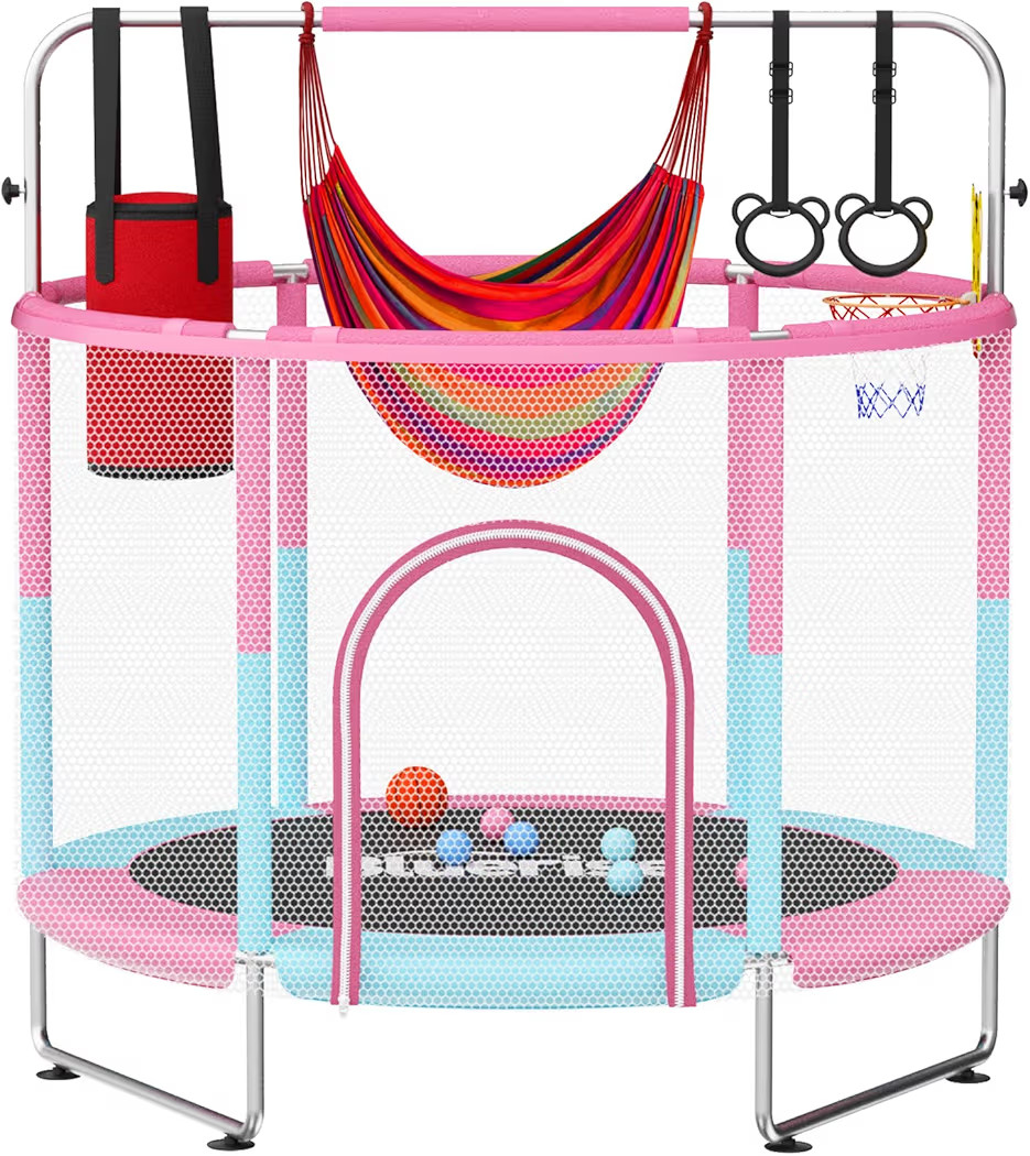 BLUERISE 55IN 6FT Toddler Trampoline for Kids Indoor Outdoor Play for Kids Trampoline Basketball ... | Amazon (US)