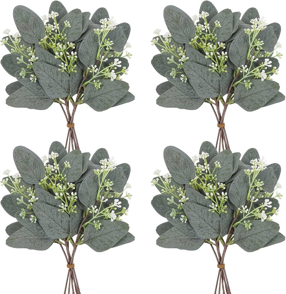22 Pcs Eucalyptus Leaves Stems Bulk Artificial Eucalyptus Leaves Silver Dollar Leaves Eucalyptus ... | Amazon (US)