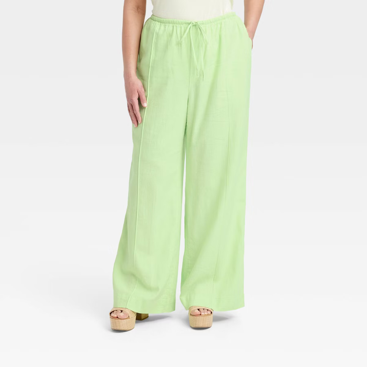 Women's High-Rise Wide Leg Linen Pull-On Pants - A New Day™ | Target