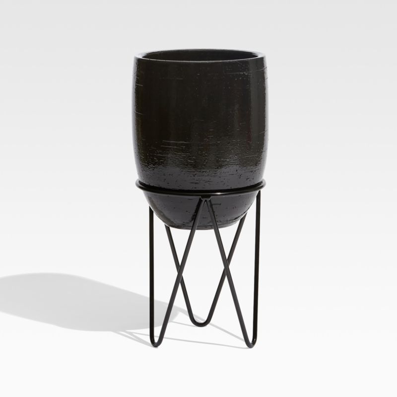 Jacinta Large Black Indoor/Outdoor Planter + Reviews | Crate and Barrel | Crate & Barrel