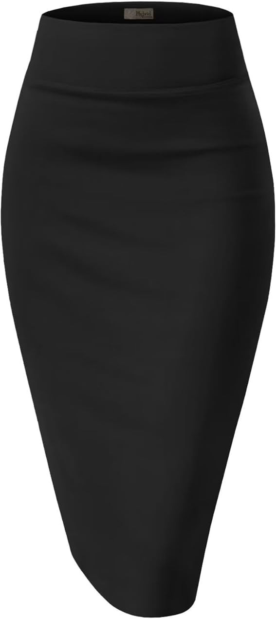 Hybrid & Company Women's Premium Nylon Ponte Stretch High Waist Pencil Suit Skirt Below Knee | Amazon (US)