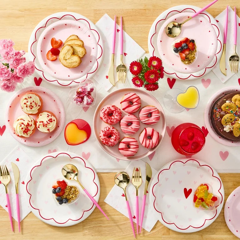 Small Hearts Paper Tablecloth, Red, Pink, and White, 54" x 84", Valentine's Day by Way To Celebra... | Walmart (US)