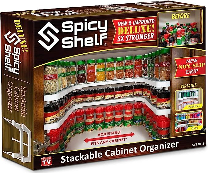 Spicy Shelf Deluxe - Expandable Spice Rack and Stackable Cabinet & Pantry Organizer (1 Set of 2 s... | Amazon (US)