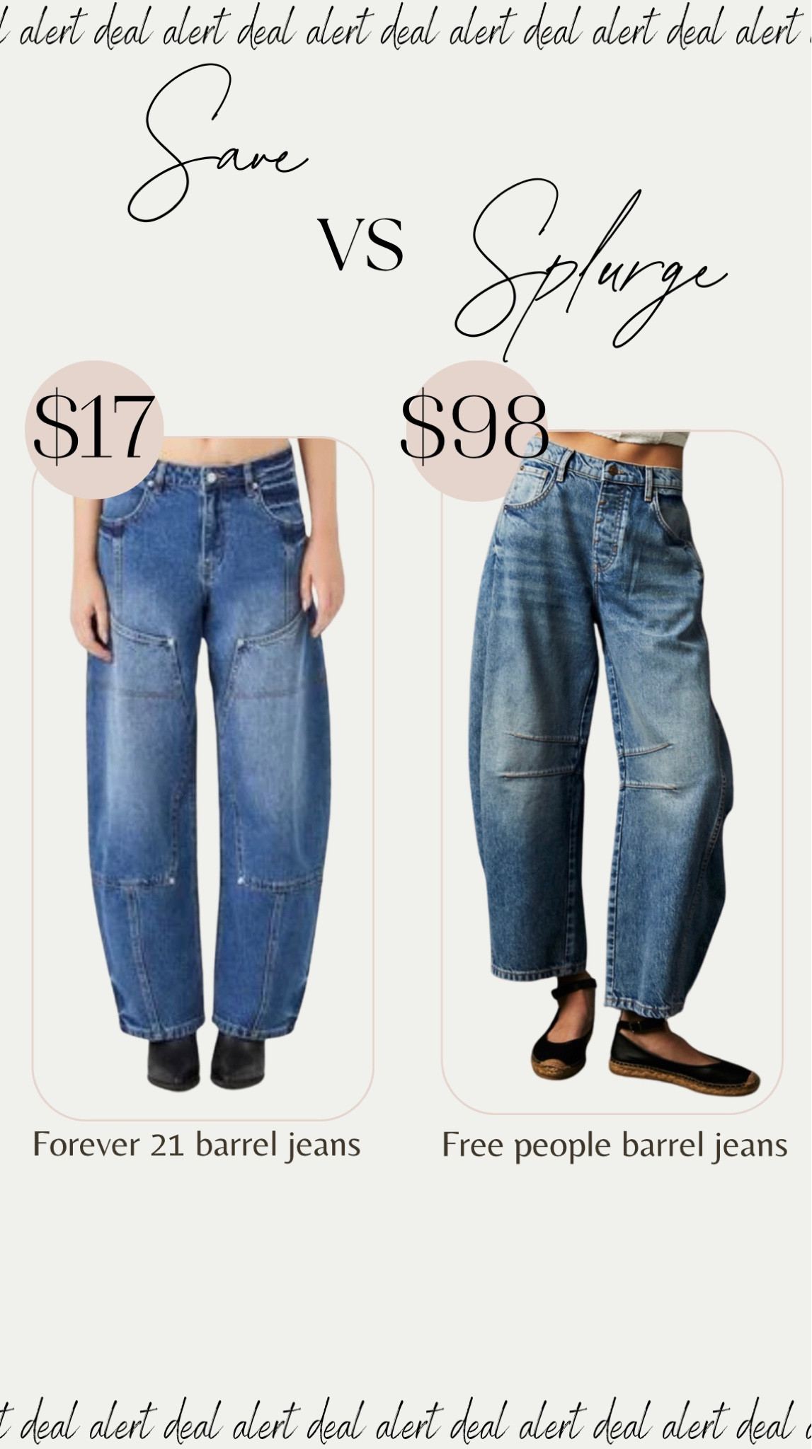 Save vs splurge 
Forever 21 barrel jeans // free people barrel jeans 

#LTKsalealert #LTKstyletip