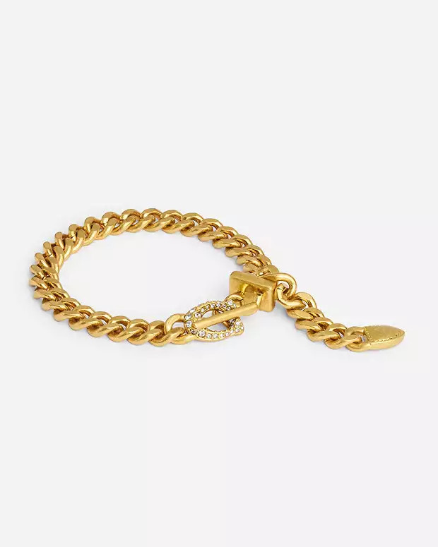 Pavé Signature Buckle Curb Chain Bracelet | Coach (US)