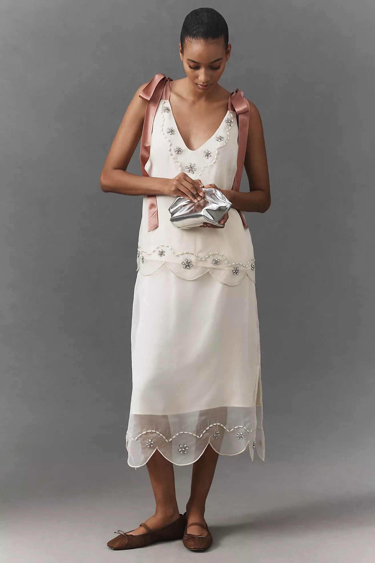 By Anthropologie Crystal-Encrusted Midi Skirt | Anthropologie (US)