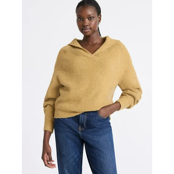 Free Assembly Women's V-Collar Sweater with Long Sleeves, Midweight, Sizes, XS-XXL | Walmart (US)
