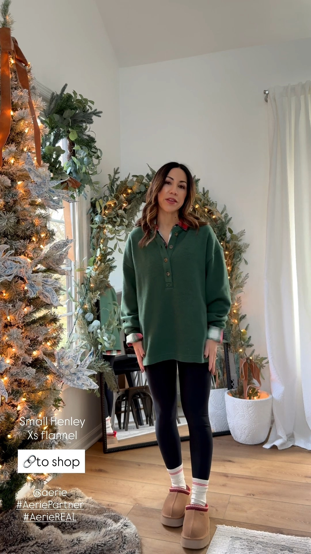 @aerie 
#AeriePartner
#AerieREAL
Aerie haul 
Small Henley, XS flannel shirt, small short leggings, 

#LTKSaleAlert #LTKFindsUnder50 #LTKHoliday
