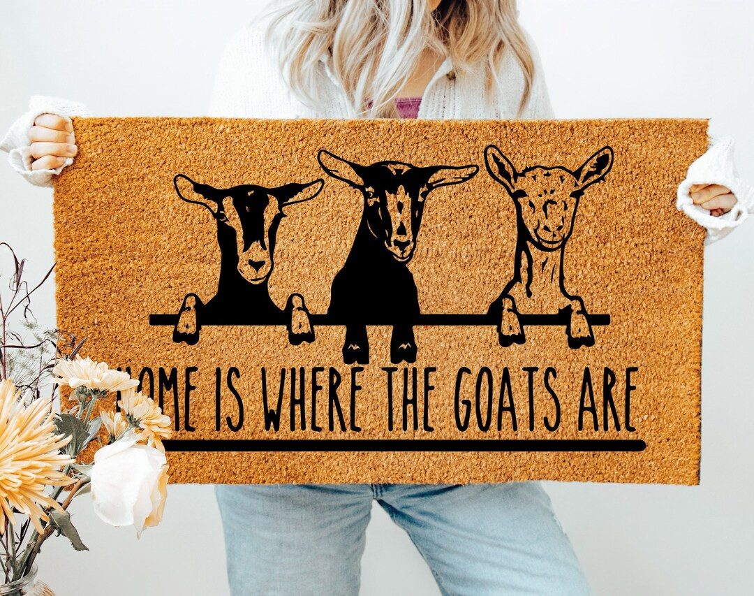 Home is Where The Goats Are Doormat, Flocked Coir Outdoor Welcome Mat, Custom Rug Gift, Front Por... | Etsy (US)