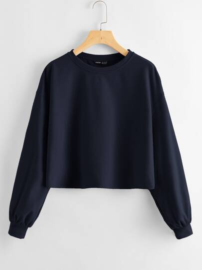 SHEIN Drop Shoulder Crop Pullover | SHEIN
