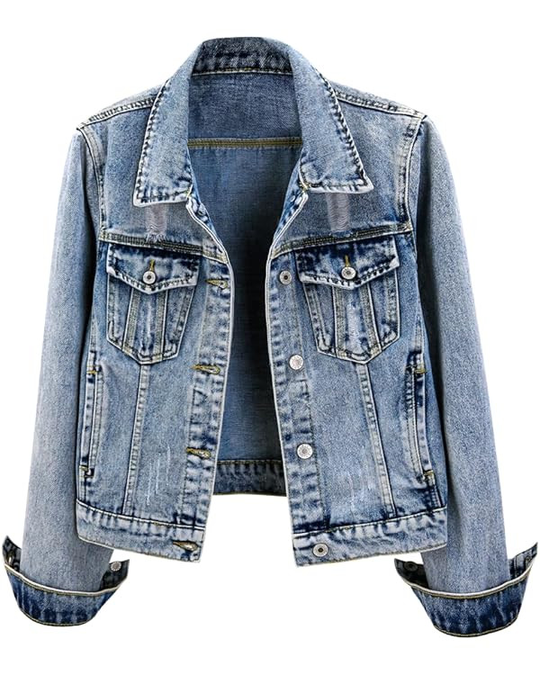 Kedera Womens Denim Jackets Distressed Ripped Long Sleeve Jean Jacket Coats | Amazon (US)