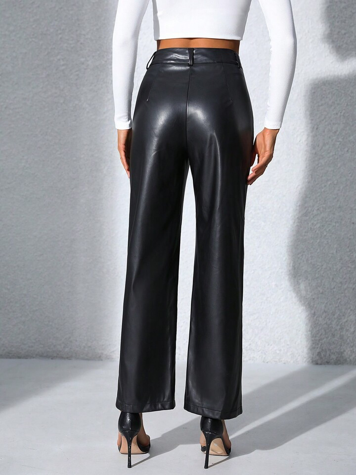 SHEIN BAE High Waist PU Leather Pants | SHEIN