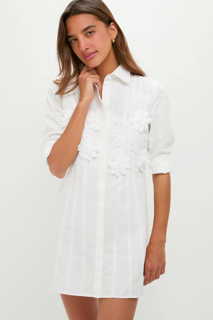 White with Floral Applique Avery Mini Dress | Tuckernuck (US)