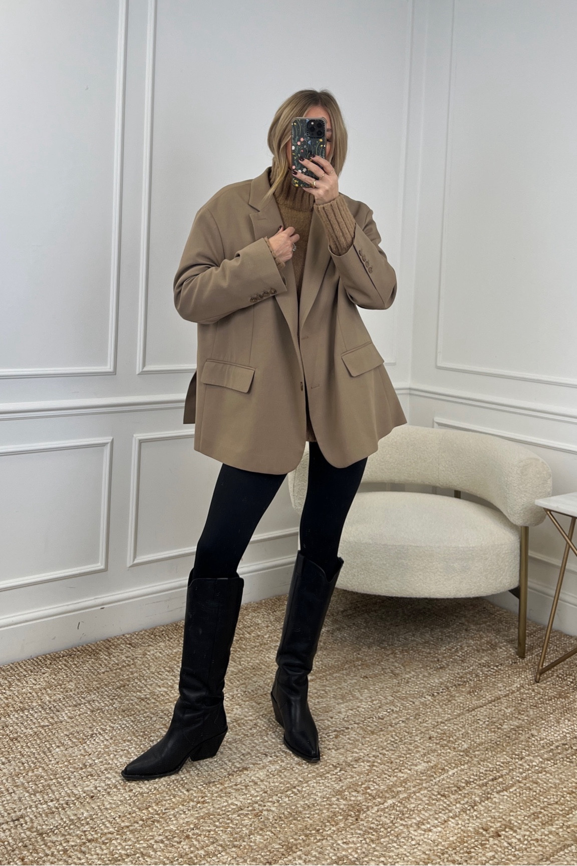 Winter outfit 
Oversized polo neck jumper 
Western boots 
Thick leggings 
Oversized blazer 
#LTKGIFT 