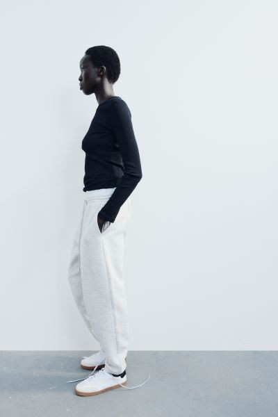 Cotton-blend Sweatpants - Light gray melange - Ladies | H&M US | H&M (US + CA)