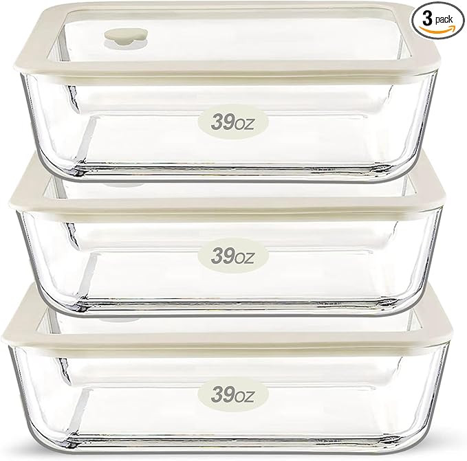 Urban Green Glass Food Storage Container Sets with Glass Lids, 3 Pack, Meal Prep Food Containers ... | Amazon (US)