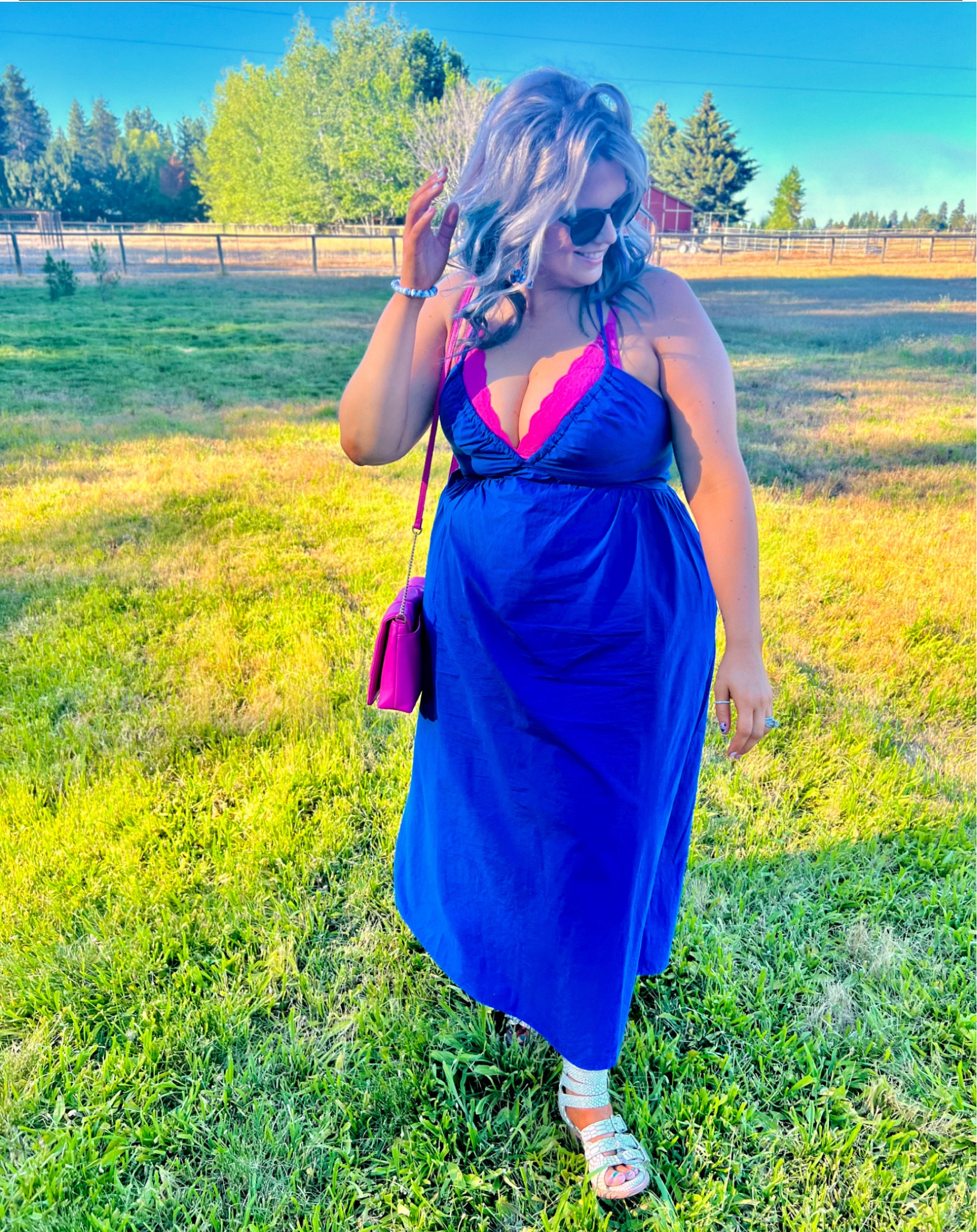 ✨SIZING•PRODUCT INFO✨
⏺Blue Midi Dress - L - probably should have sized up to fit TTS @targetstyle
⏺Pink Lace Bodysuit •• mine no longer available but linked similar option(s) from @amazonfashion
⏺White Belted Block Heels •• mine no longer available but linked similar option(s) from @freebird
⏺Pink Purse •• mine no longer available but linked similar option(s) from @amazonfashion
⏺Blue and White Beaded Bracelet @sheinofficial
⏺ Silver Ring @temu
⏺Blue and White Earrings •• mine no longer available but linked similar option(s) from @sheinofficial
⏺Black Round Sunglasses @walmartfashion
⏺Shaping Capri - XL - TTS @walmartfashion

#blue, blue outfit with blue, blue outfit inspo, blue outfit inspiration, outfit featuring blue, blue outfits, blue ootd, blue shirt, blue top, blue accessories, dark blue, light blue, navy, navy blue, baby blue, cobalt blue, grey blue, gray blue, teal, blue teal, blue outfit, blue outfit, blue pants, blue look, monochromatic blue, blue tops under $50, blue tops under $30, blue shirts under $50, blue shirts under $30, how to style blue, how to style a blue shirt, how to style a blue top, outfit with blue in it #summer #outfit #ootd summer style, summer outfit, summer outfi idea, summer outfit inspo, summer outfit inspiration, summer look, summer pick, summer style, summer fashion, summer outfit	
#under10 #under20 #under30 #under40 #under50 #under60 #under75 #under100
#affordable #budget #inexpensive #size14 #size16 #size12 #medium #large #extralarge #xl #curvy #midsize #pear #pearshape #pearshaped
budget fashion, affordable fashion, budget style, affordable style, curvy style, curvy fashion, midsize style, midsize fashion

#LTKFindsUnder50 #LTKStyleTip #LTKMidsize