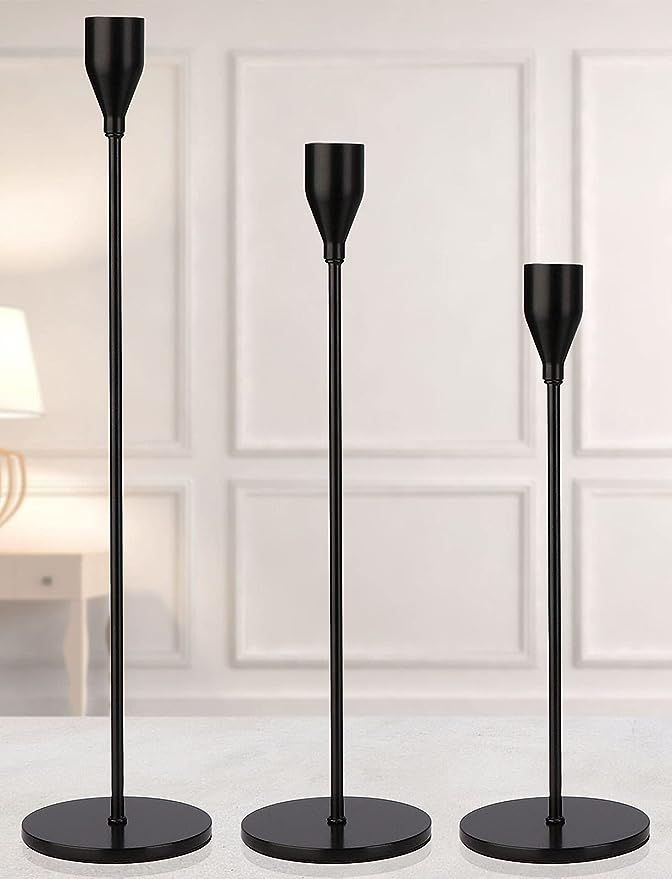 DEVI Candlestick Holders 3pcs, Black Taper Candle Holders for Candlesticks, Modern Farmhouse Home... | Amazon (US)
