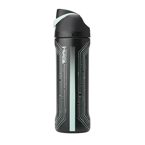 Owala TRON FreeSip Insulated Stainless Steel Glow in the Dark Water Bottle with Straw for Sports and Travel, BPA-Free, 24 oz, Black | Amazon (US)