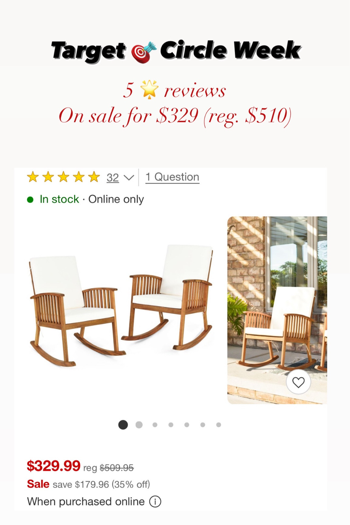 Target circle week sale!!! The cutest rocking chairs are on major deal & selling quickly. 

Patio furniture. Outdoor furniture . Patio chairs. Rockers. Front porch refresh. Home decor. 

#LTKHome #LTKSummerSales #LTKSeasonal