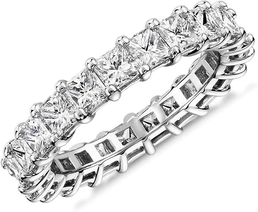 PAVOI 14K Gold Plated Rings Cubic Zirconia Love Ring | 3mm Princess Cut Stackable Rings for Women... | Amazon (US)