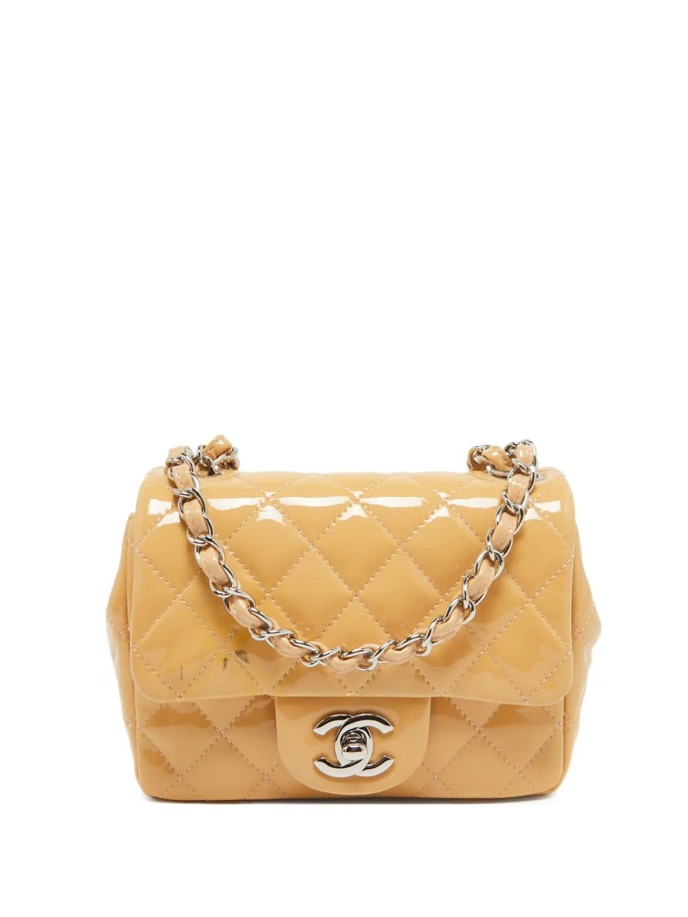 CHANEL Pre-Owned mini patent square handbag - Neutrals | Farfetch Global