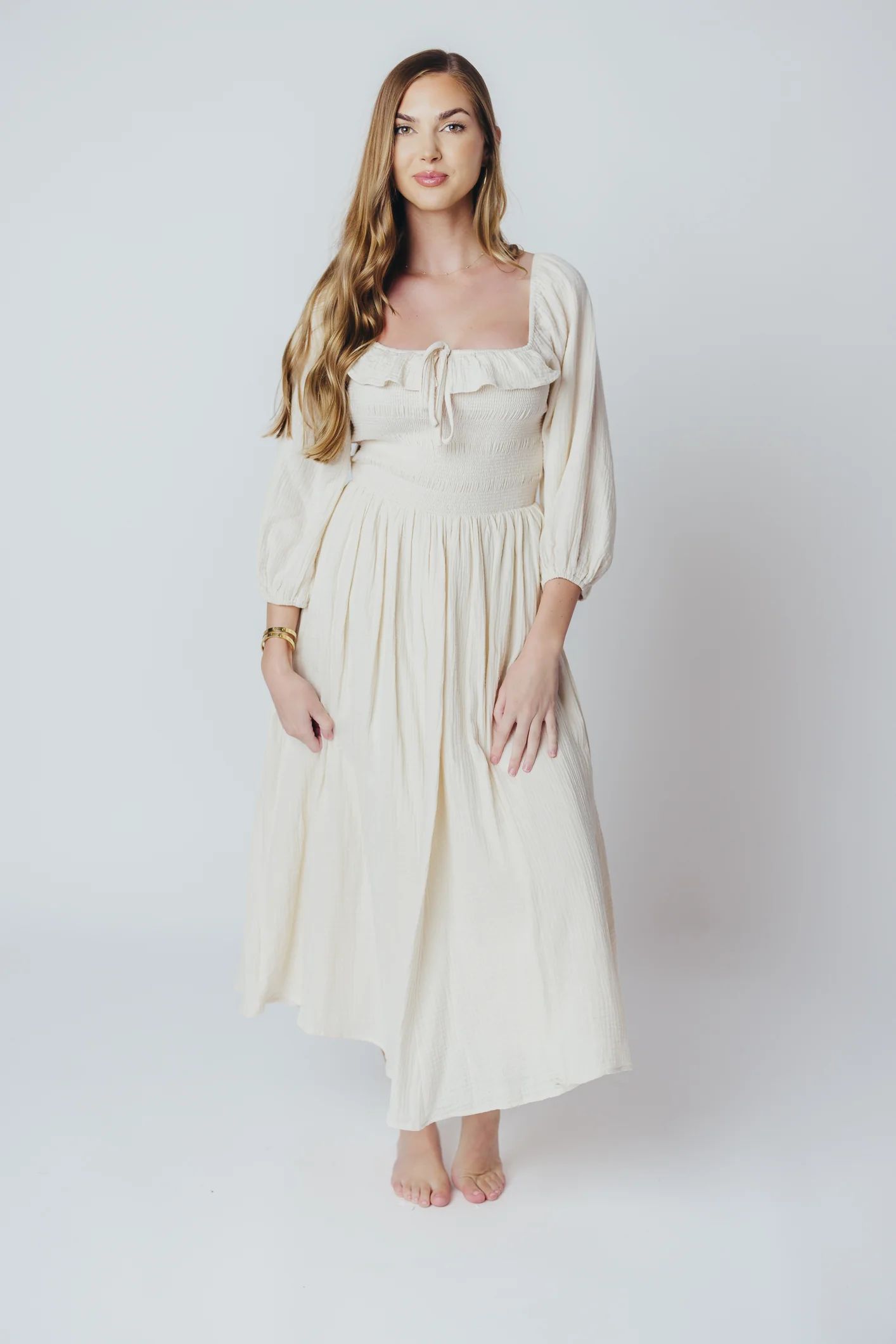 Juliet Midi Dress in Cream - Inclusive Sizing (S-3XL) | Worth Collective