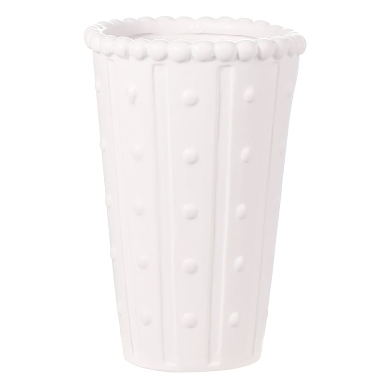 White Ceramic Dot Vase, 12" | At Home