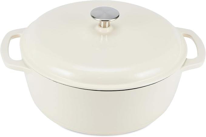 Amazon Basics Enameled Cast Iron Dutch Oven Pot with Lid, Round, Dual Handles, Heavy-Duty, Oven S... | Amazon (US)